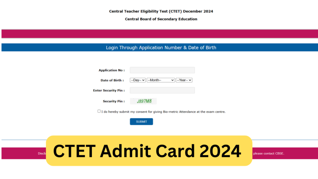 CTET Admit card Download 2024